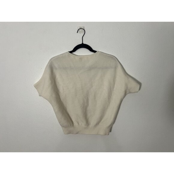 The Reset R Label Sweater Size Medium Ivory Knit 100% Wool Dolman Sleeve - Picture 8 of 14